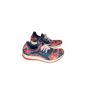 Adidas Pure Boost X Red And Blue Floral Arch Support Athletic Sneakers Size 8